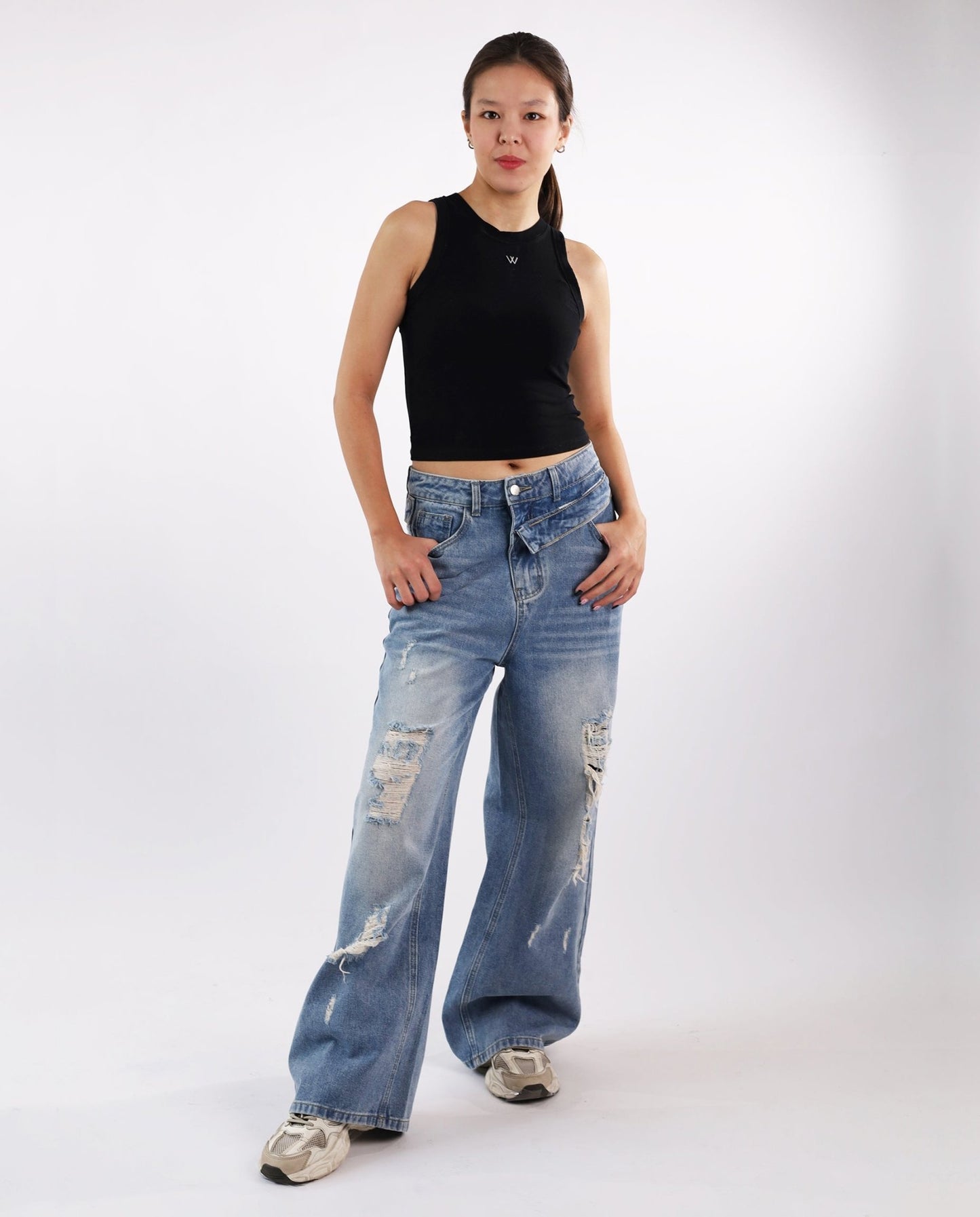 90s Aesthetic Crossover Waist Jeans - VG VITAGRAZIA