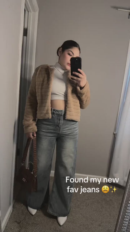 Vintage Wash High-Rise Straight Jeans